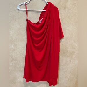 Badgley Mischka One Shoulder Red Dress size 4 elegant classy party wear